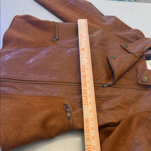 Anthropology Faux Brown Petite Large Leather and Suede Jacket - Picture 10 of 11
